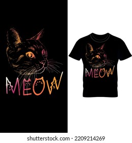  Meow Shirt for Cat Lover,Water Colour Funny Cat T-Shirt For Her, Pet Lover T Shirt For Women,Cute Meow Cat Lover Tee, Cat Shirt.
