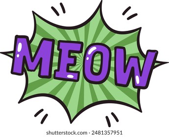 Meow Speech Bubble Retro Art Vector Illustration