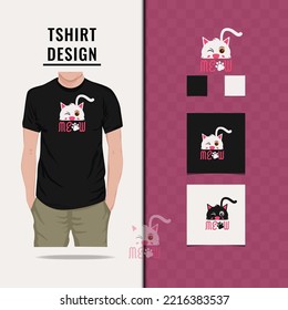 Meow t shirt design vector illustration