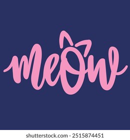 Meow typography with cat ears.