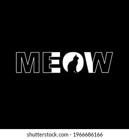 meow, typography stylish graphic design, for tshirt print, vector illustration