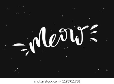 Meow. Vector modern Lettering concept.  Calligraphy For posters, cards, home decorations, t shirt design. 