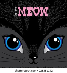 Meow - vector sketch concept illustration. Cat animal.