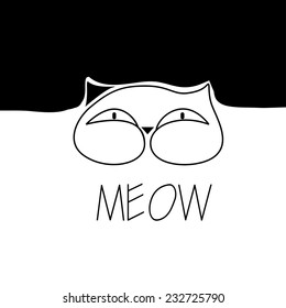 Meow - vector sketch concept illustration. Cat illustration.