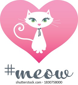 Meow white cute cartoon cat