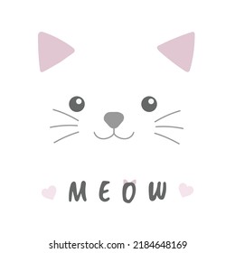 Diseño de texto en 3d para postales divertidas aisladas en fondo blanco. Ilustración de símbolo de kitten de gato