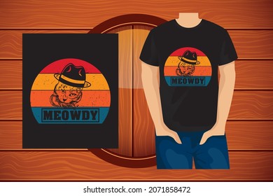 Meowdy Cat funny vintage t shirt