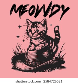 Meowdy Partner Vintage Western Cat Tee