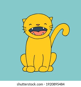 Meowing cat. Open mouth. Vector hand-drawn doodle illustration.