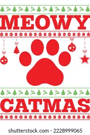 Meowy Catmas Funny Christmas Ugly Design