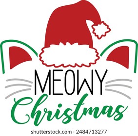 Meowy Christmas Cat Lover Typography Design