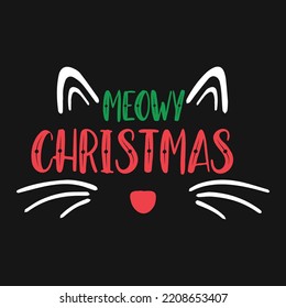 Meowy Christmas Cat Typography Design