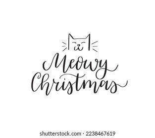 Meowy Christmas cute cat doodle greetings card