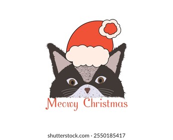 Meowy Christmas funny vector cat t shirt design