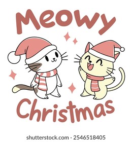 Meowy Christmas Kittens Vector Illustration