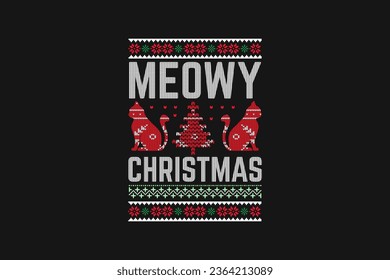 " Meowy Christmas" Retro Christmas t-shirt sweater design