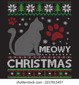 meowy Christmas t shirt design