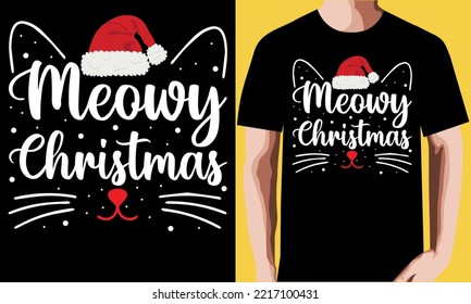 Meowy Christmas t shirt design