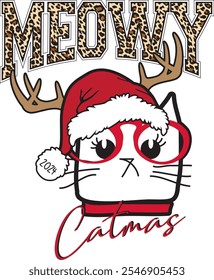 Meowy Christmas t-shirt Design for Christmas