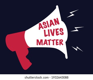 Mephaphone with the words: Asian Lives Matter. Vector Flat Illustration. 