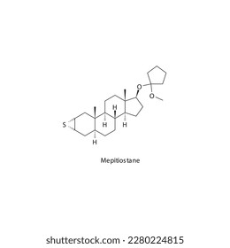 Estructura molecular esquelética plana de mepitiostano Fármaco esteroide anabólico utilizado en el tratamiento de la insuficiencia auricular. Ilustración vectorial.