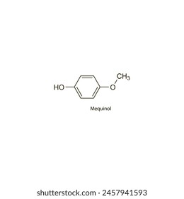 Mequinol flat skeletal molecular structure Tyrosinase inhibitor drug used in hyperpigmentation treatment. Vector illustration scientific diagram.