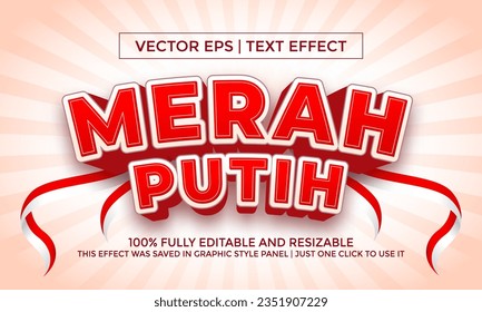 Merah Putih Text Effect or Vector Text Effect and Editable Text Style