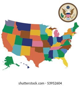 Mercator map of USA with outlines