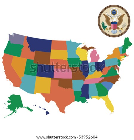 Mercator map of USA with outlines