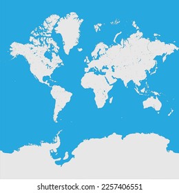 Mercator projection world map include antartica (vector)