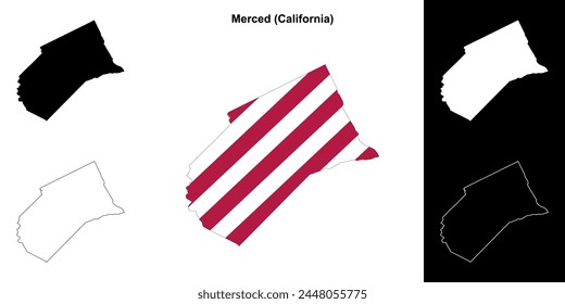 Merced County (California) outline map set