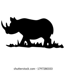 Mercenary day rhinoceros.Vector illustration of an African black Rhino on white . Silhouette of a black rhinoceros.