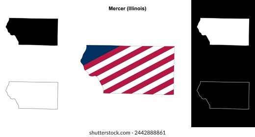 Mercer county (Illinois) outline map set