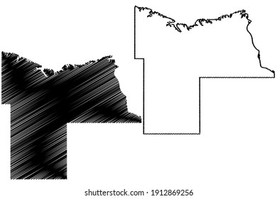 Mercer County, North Dakota State (U.S. county, United States of America) map vector illustration, scribble sketch Mercer map