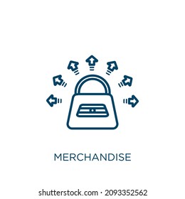 merchandise icon. Thin linear merchandise outline icon isolated on white background. Line vector merchandise sign, symbol for web and mobile