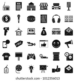 Merchandise icons set. Simple set of 36 merchandise vector icons for web isolated on white background
