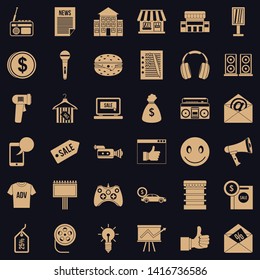 Merchandise icons set. Simple set of 36 merchandise vector icons for web for any design