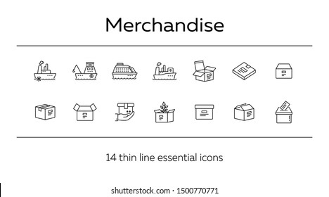 Merchandise line icon set. Delivery and packaging concept.Vector illustration can be used for topics like post office, courier, logistics