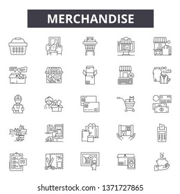 Merchandise line icons, signs set, vector. Merchandise outline concept, illustration: merchandise,sale,store,isolated,debusiness