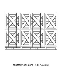 Merchandise wooden boxes piled up vector illustration