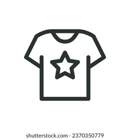 Merchandiser's branded clothing isolated icon, merchandise t-shirt vector icon with editable stroke