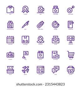 Merchandising Icon pack for your website design, logo, app, and user interface. Merchandising Icon basic line gradient design. Vector graphics illustration and editable stroke.