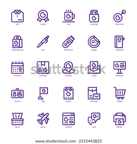 Merchandising Icon pack for your website design, logo, app, and user interface. Merchandising Icon basic line gradient design. Vector graphics illustration and editable stroke.