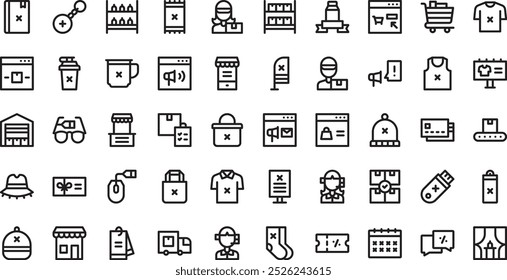 Merchandising icons High-Quality Vector Icons Collection with Editable Stroke. Ideal for Professional and Creative Projects.