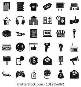 Merchandising icons set. Simple set of 36 merchandising vector icons for web isolated on white background