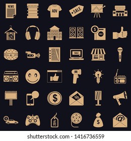 Merchandising icons set. Simple set of 36 merchandising vector icons for web for any design