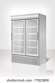 Merchandising refrigerator with 2 section. Eps10 vector