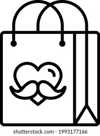 Merchandising Shopping Bag printinted with Heart and moustache Concept Vector Icon Design, Happy Fathers Day Symbol, Dads Gift Elements Sign, Parents Day Stock illustration