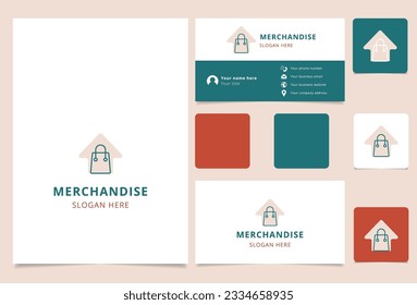 Merchandize logo design with editable slogan. Branding book and business card template.