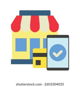 Merchant flat color icon, mini illustration. use for economy, business, finance, ecommerce, payment service UI, UX kit, app and web development, digital or print.